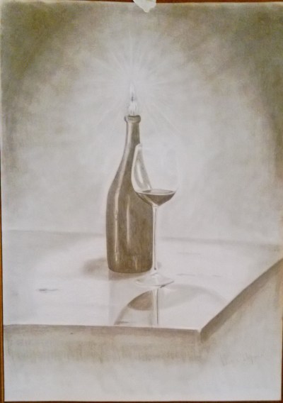 BOTTIGLIA E BICCHIERE MATITA