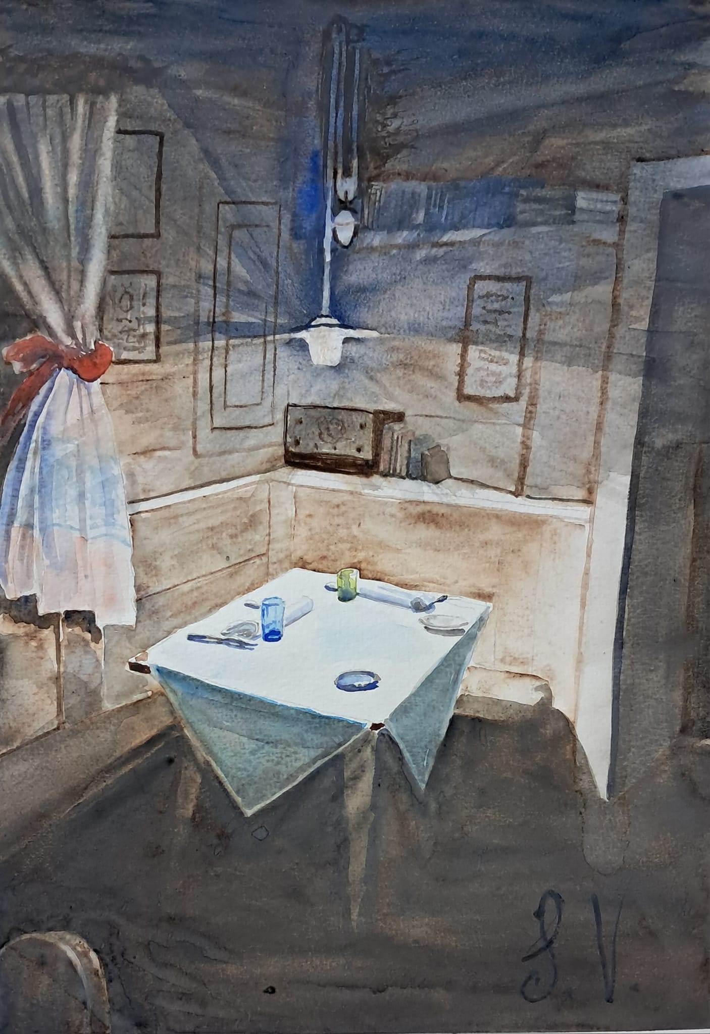 interno tirolese acquarello